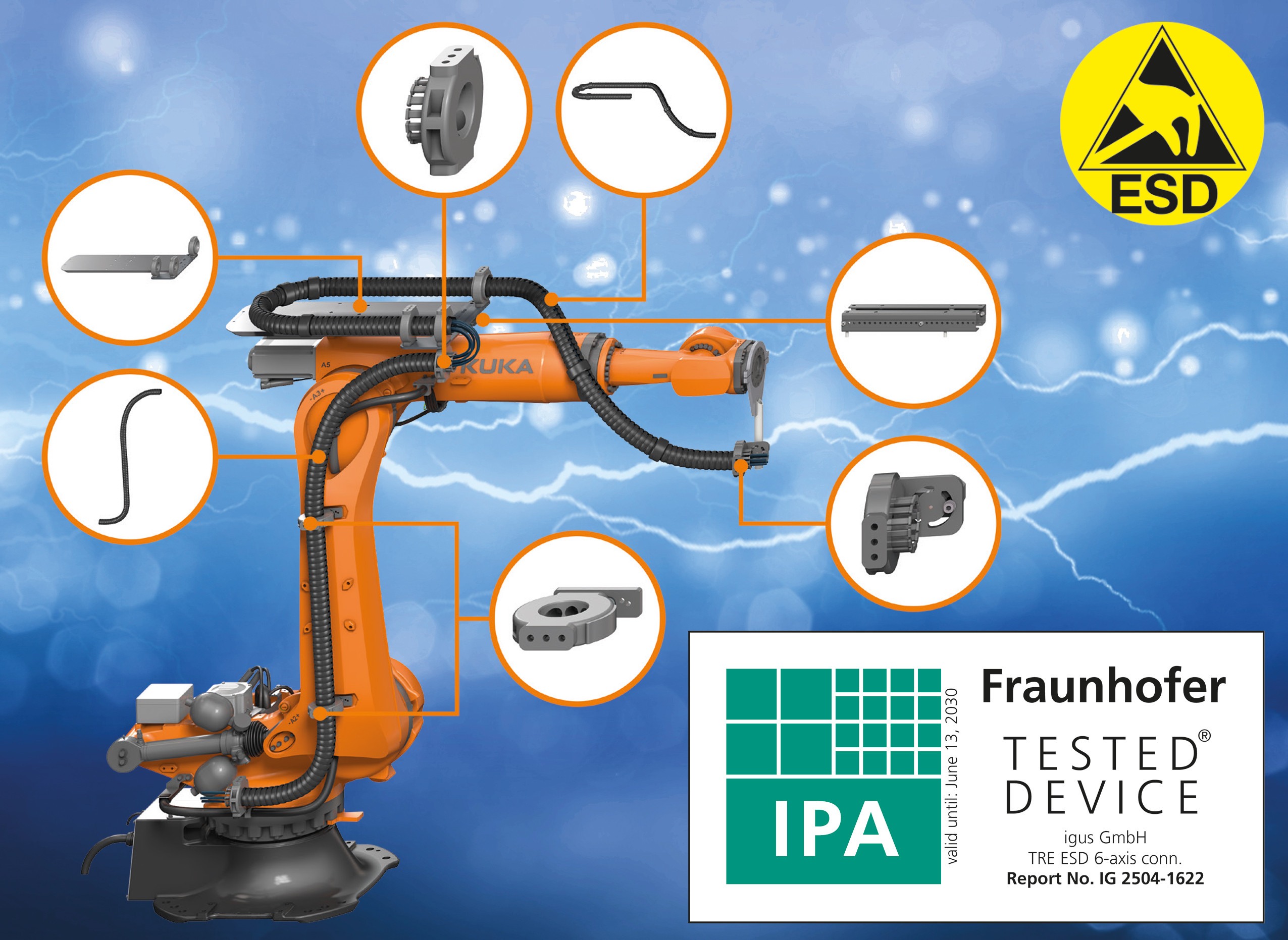 igus lanza los primeros paquetes energéticos con certificación ESD para la industria electrónica