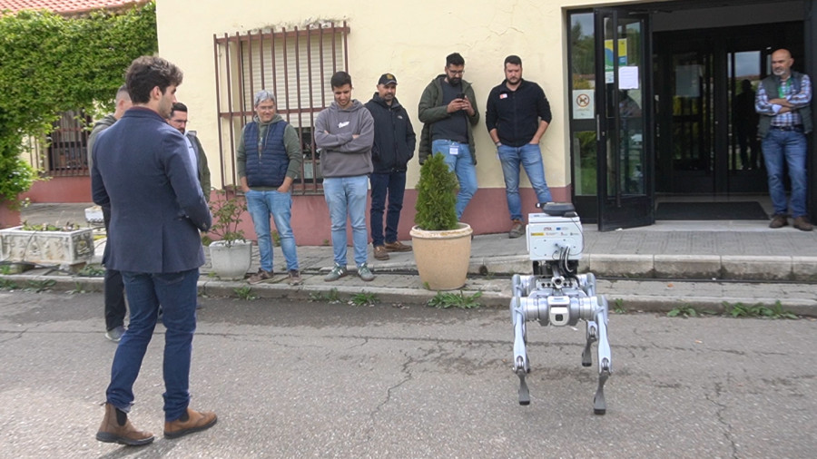 Adrián Salazar muestra un cuadrúpedo agrícola desarrollado por el ITCL