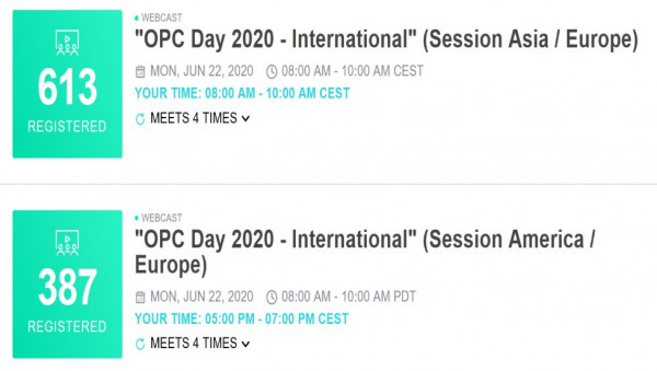 Más de mil personas se han inscrito ya a esta edición virtual del OPC Day 2020 - International en los primeros cinco días desde que se abriera el plazo de inscripción.